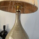 Lamp in stoneware and raffia electrified to nine