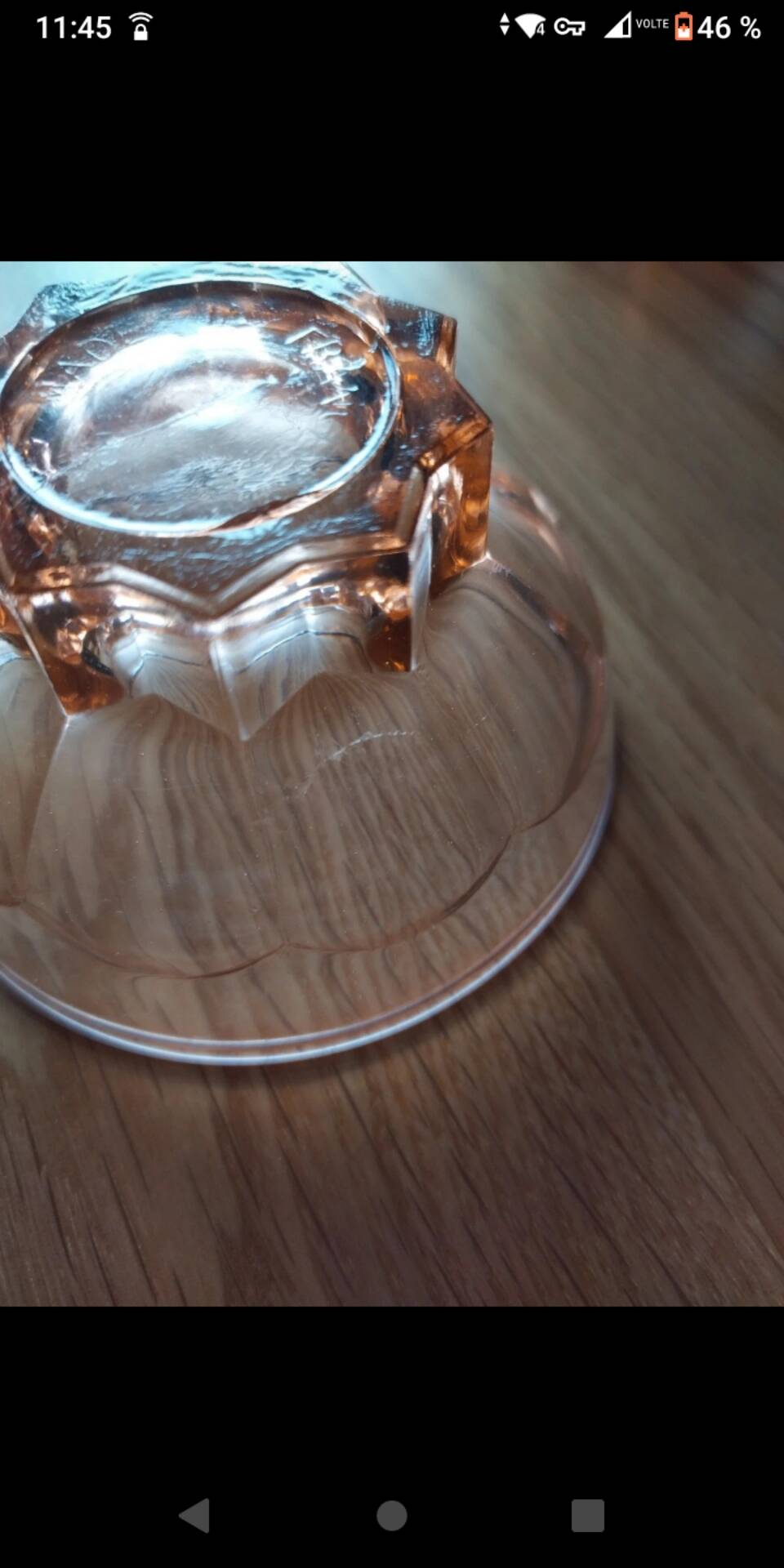 6 small vintage pink glass dessert bowls.