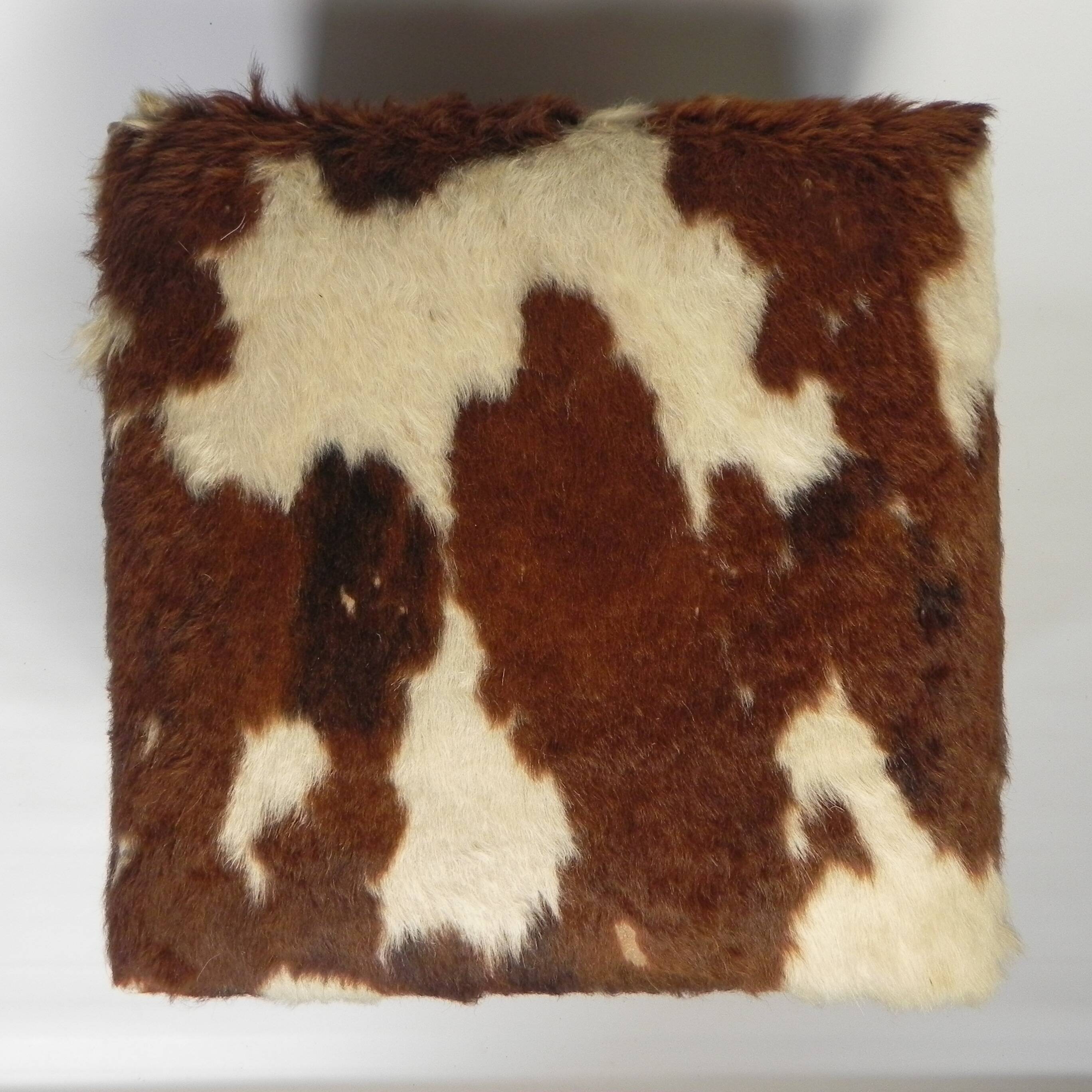 Vintage pouffe, storage chest upholstered in cowhide, Netherlands 1950s