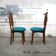 A set of 6 completely renovated turquoise chairs.