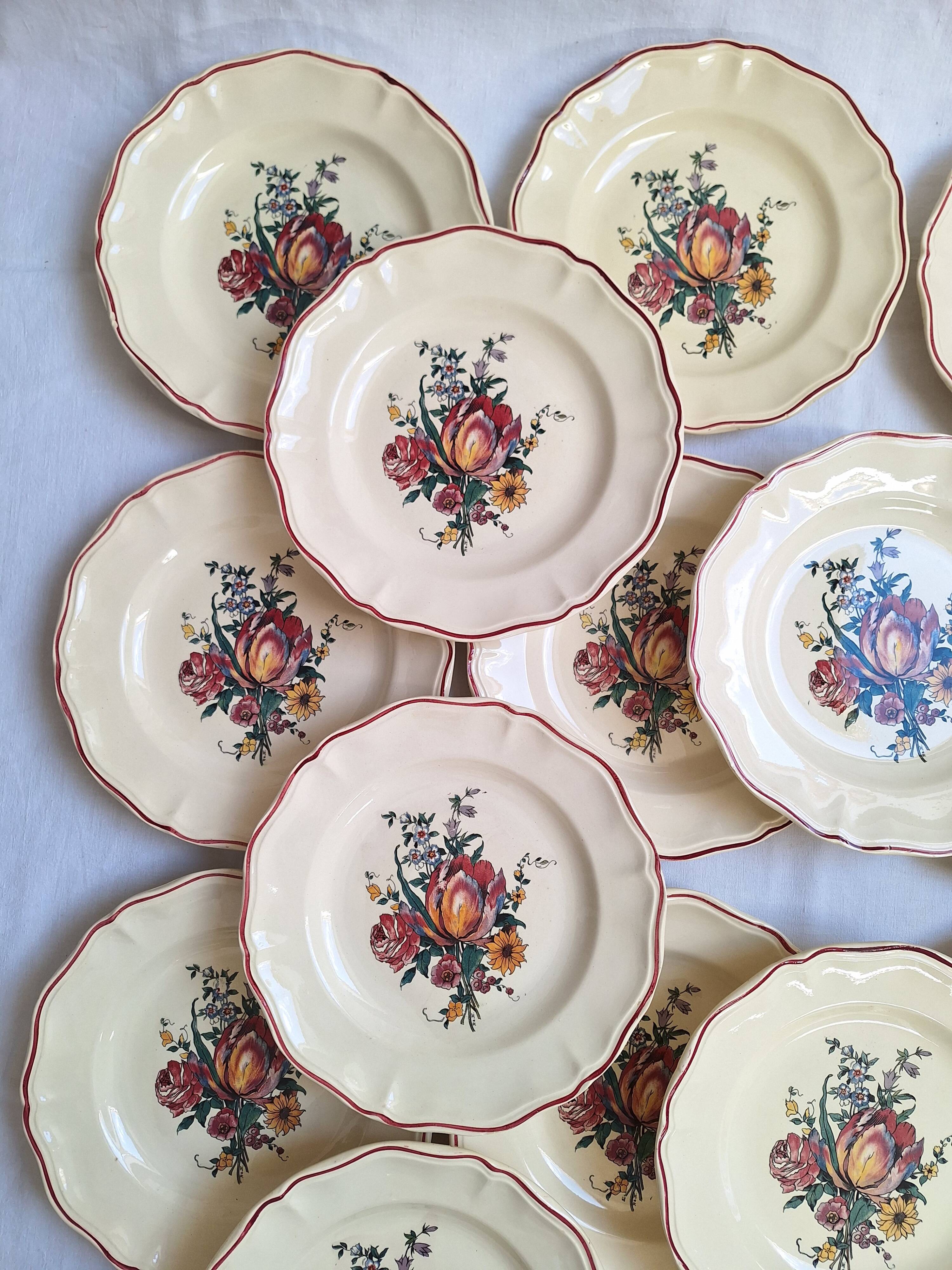 Assiettes plates Digoin Sarreguemines Modèle Loraine