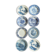 8 blue & white plates