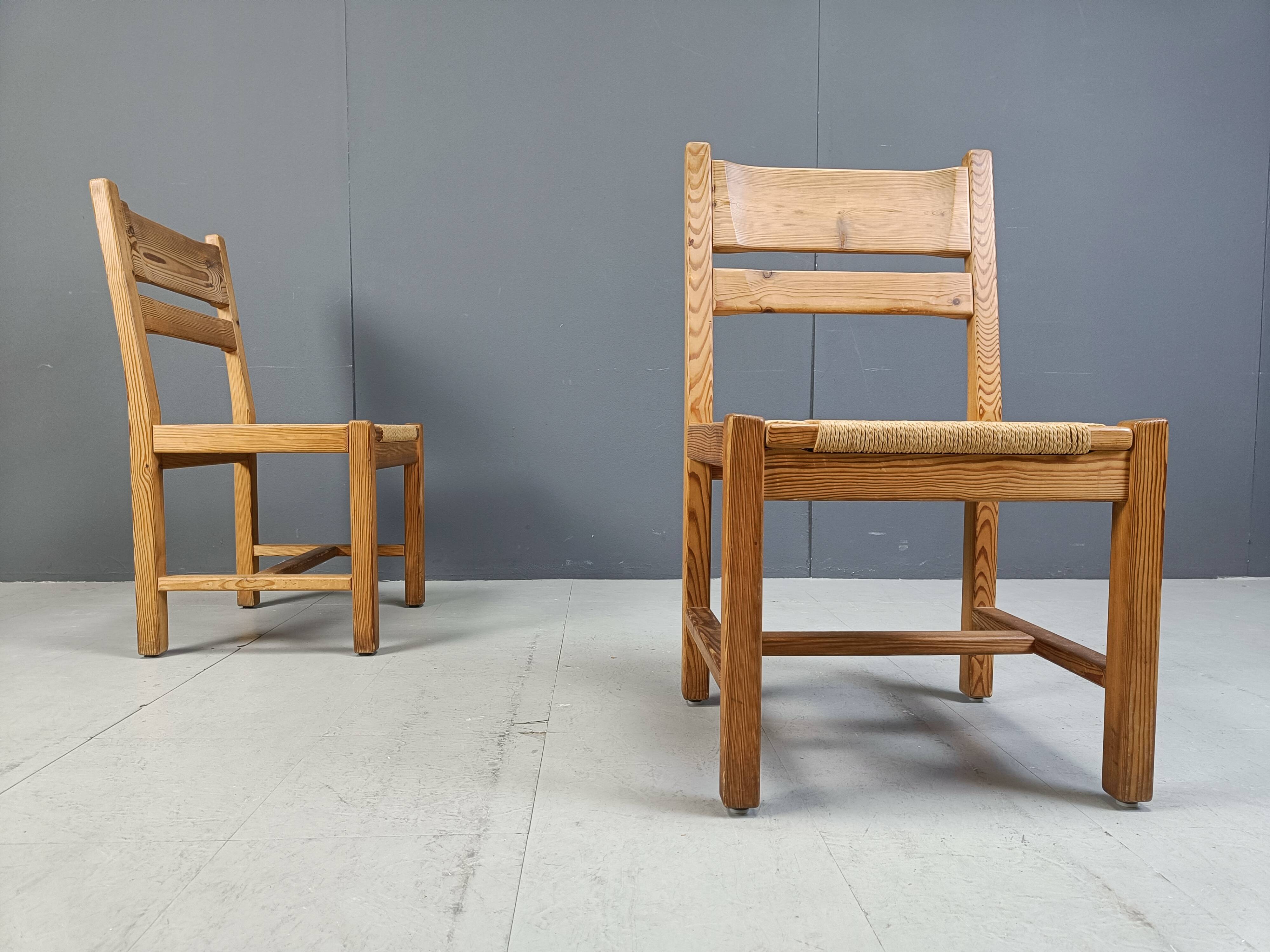 Set of 5 pine wood chairs by GM Mobler, 1960s