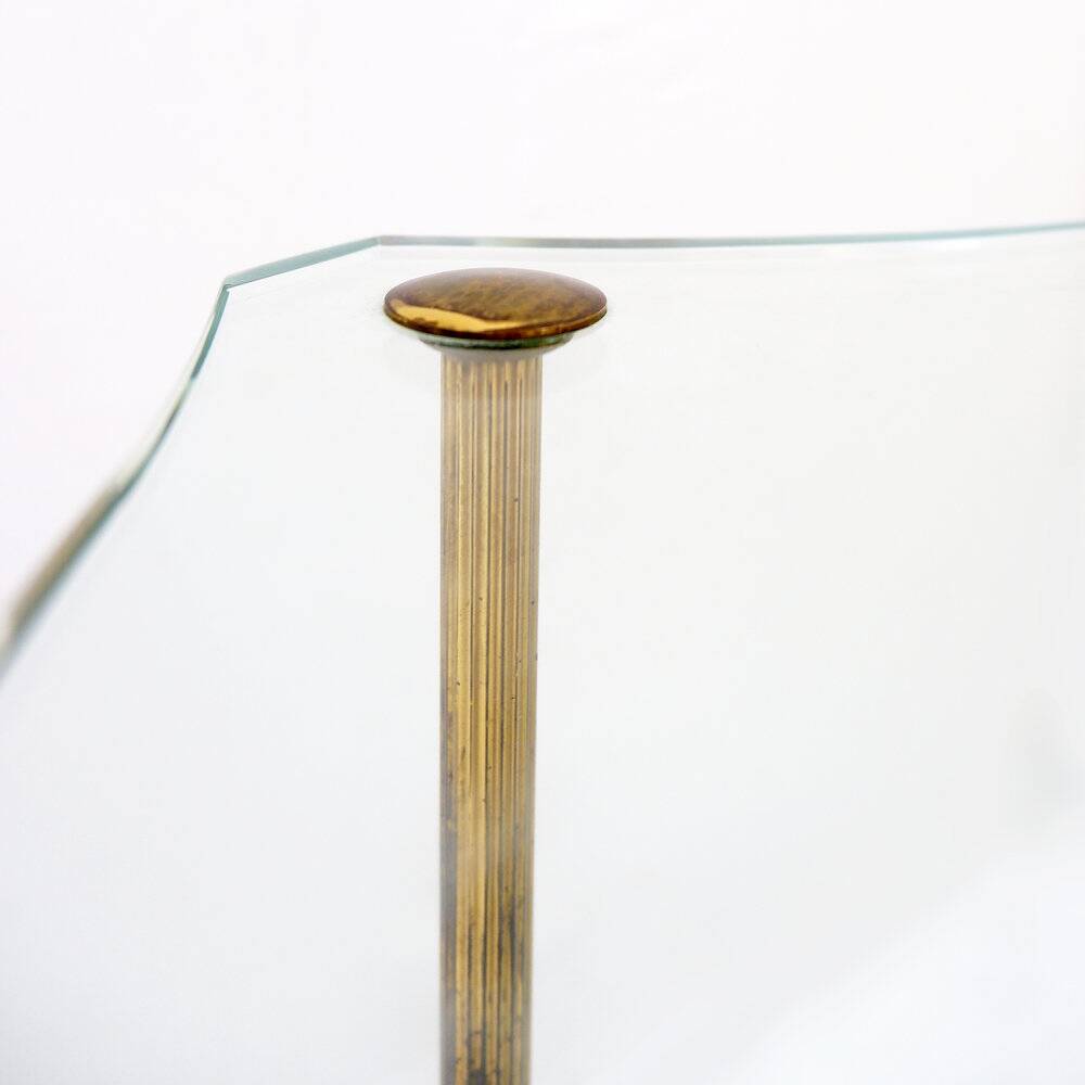 Brass side table with double glass top Maison Jansen Style - Circa 1940