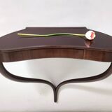 Ebonized Beech and Walnut Wall-Mounted Console Table