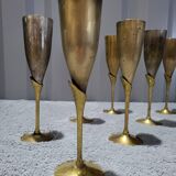 Set of 12 Authentic Antique Vintage Champagne Flutes