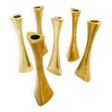6 Ytterberg solid brass candlesticks for BCA Eskilstuna, Sweden, circa 19