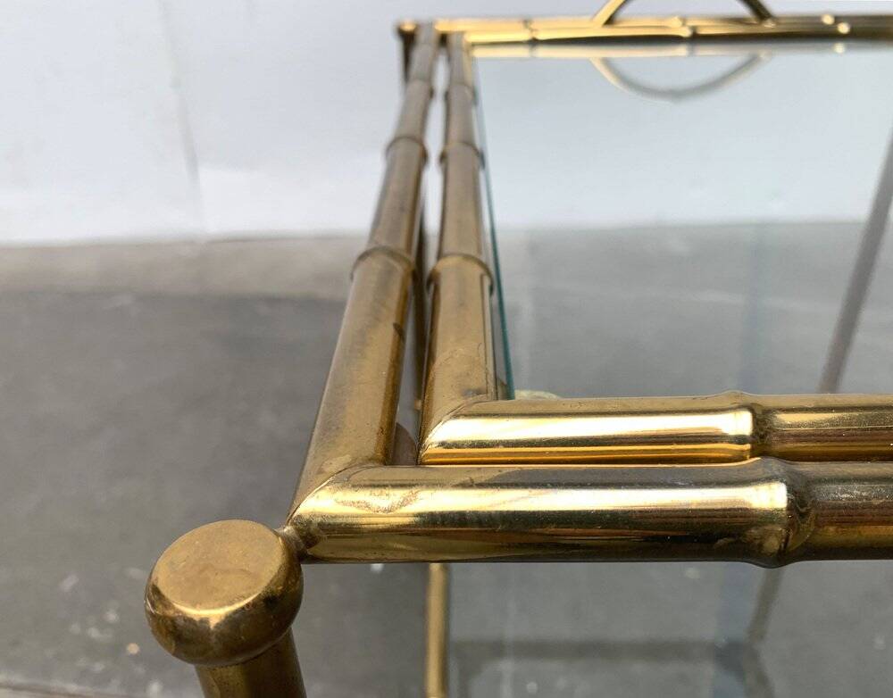 Bamboo imitation brass serving tray in Hollywood Regency style from the mid-century, 1960s.