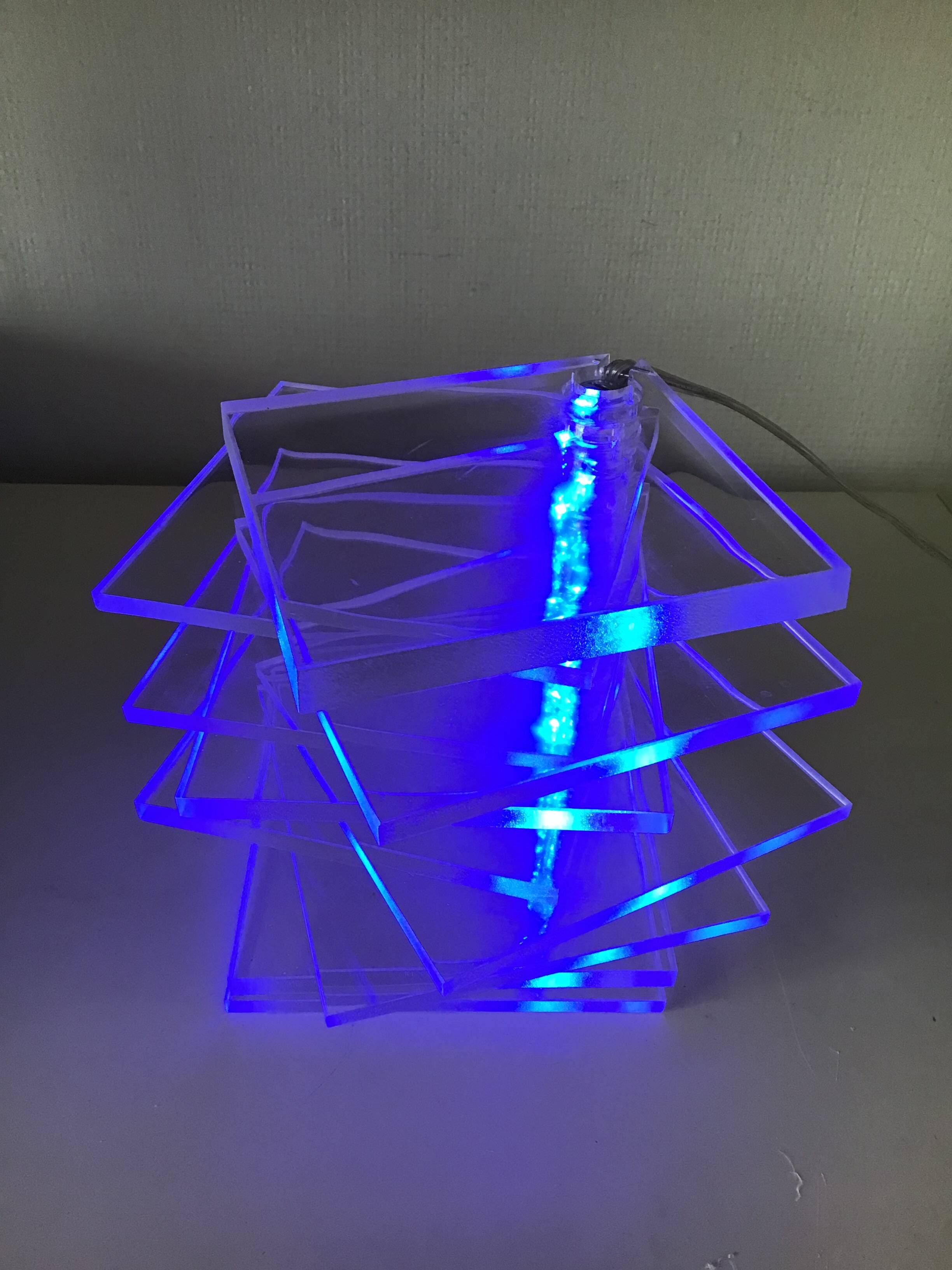 Vintage plexiglass lamp, Tybble model, IKEA, blue light