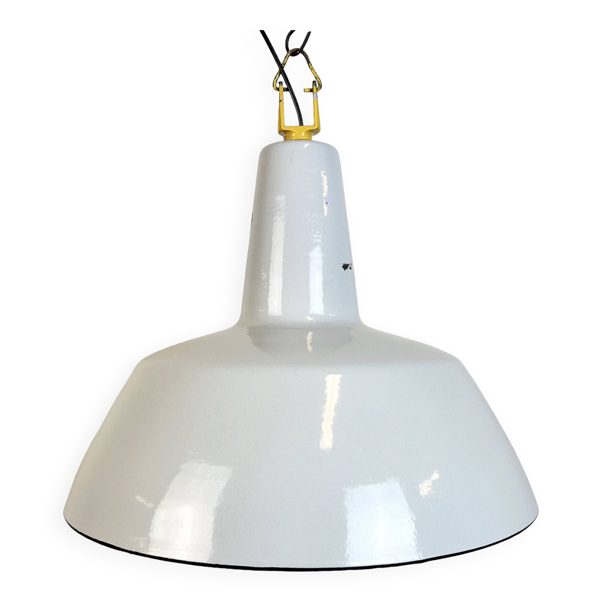 Industrial Grey Enamel Factory Pendant Lamp from Philips, 1960s