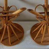 Pair of vintage bamboo and chestnut side tables by Pascal Raffier.