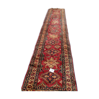 Antique handmade wool rug 3.80x0.83