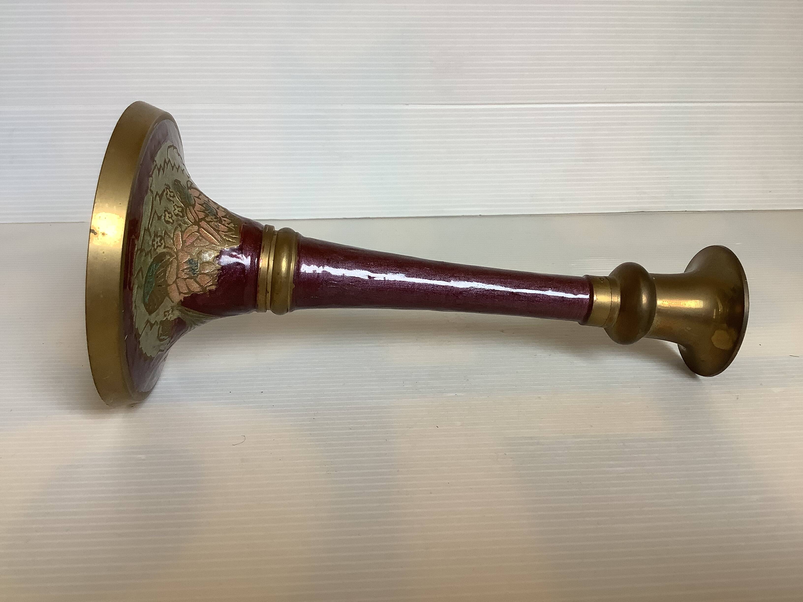 Purple violet cloisonné candlestick