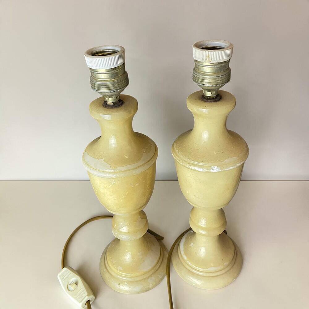 Pair Portuguese Classical Urn-Shaped Alabaster table lamps