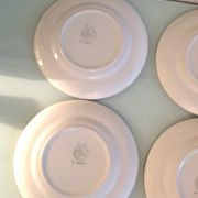 Set of six Moulin des Loups dessert plates, Nappe green model/ 50s-60s