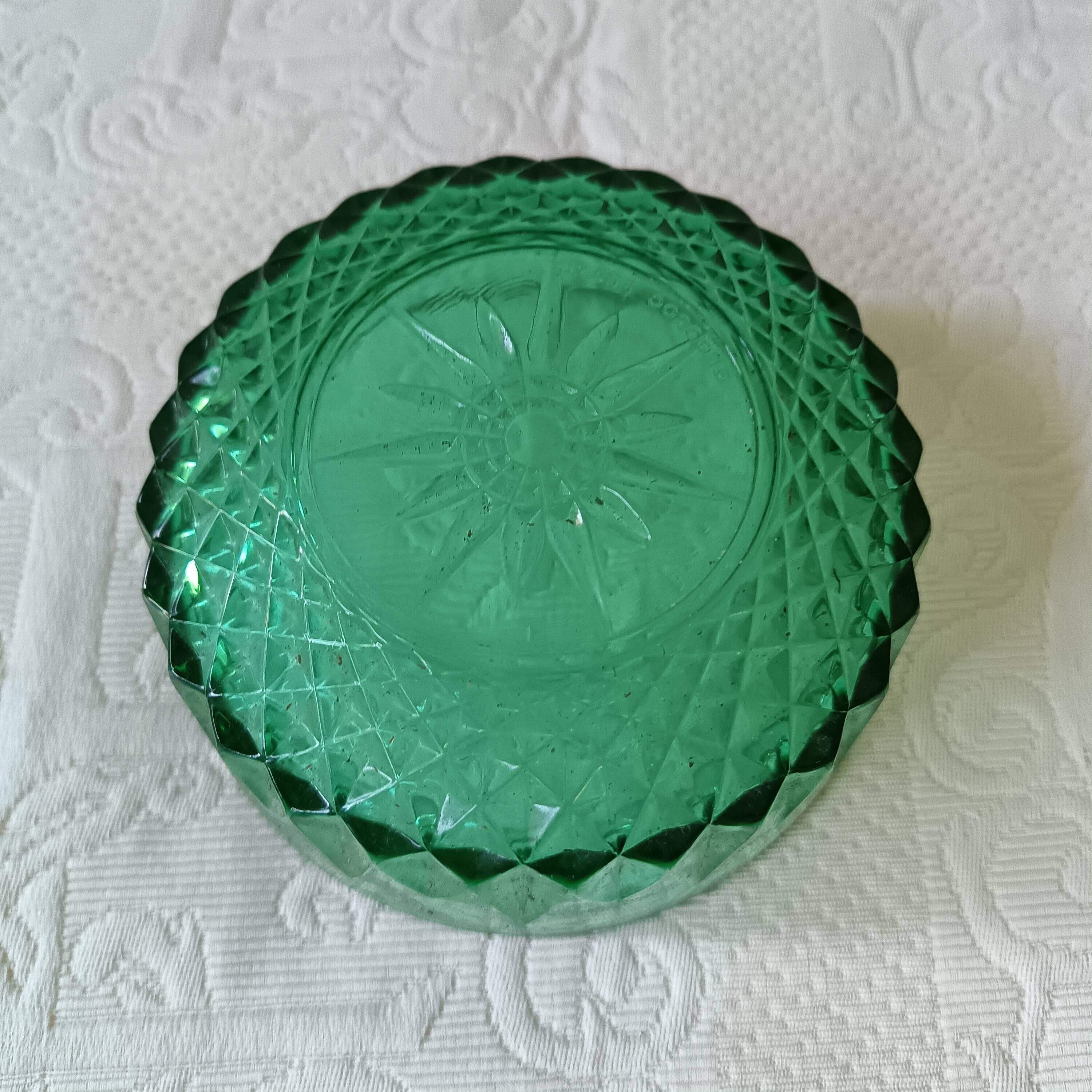 Vintage emerald green glass sugar bowl, Arcoroc France