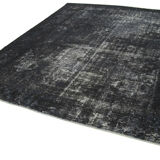 Hand-knotted oriental overdyed 312 cm x 356 cm black wool carpet