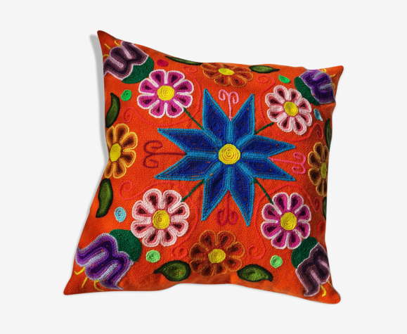 Housse de coussin péruvien orange