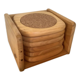 6 Scandinavian wood and cork coasters