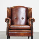 wing chair made of sheep leather