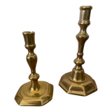 Duo of brass candlesticks