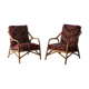 Set of 2 vintage armchairs 90s bamboo, with kilim cushions handmade on mesu