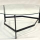 Table basse vintage minimaliste rotin métal verre 1960