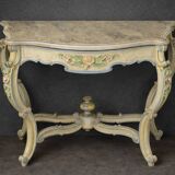Italian console painted and sculpted – Wood top with faux marble appearance – 19th century