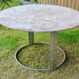 Round marble table with chrome base.