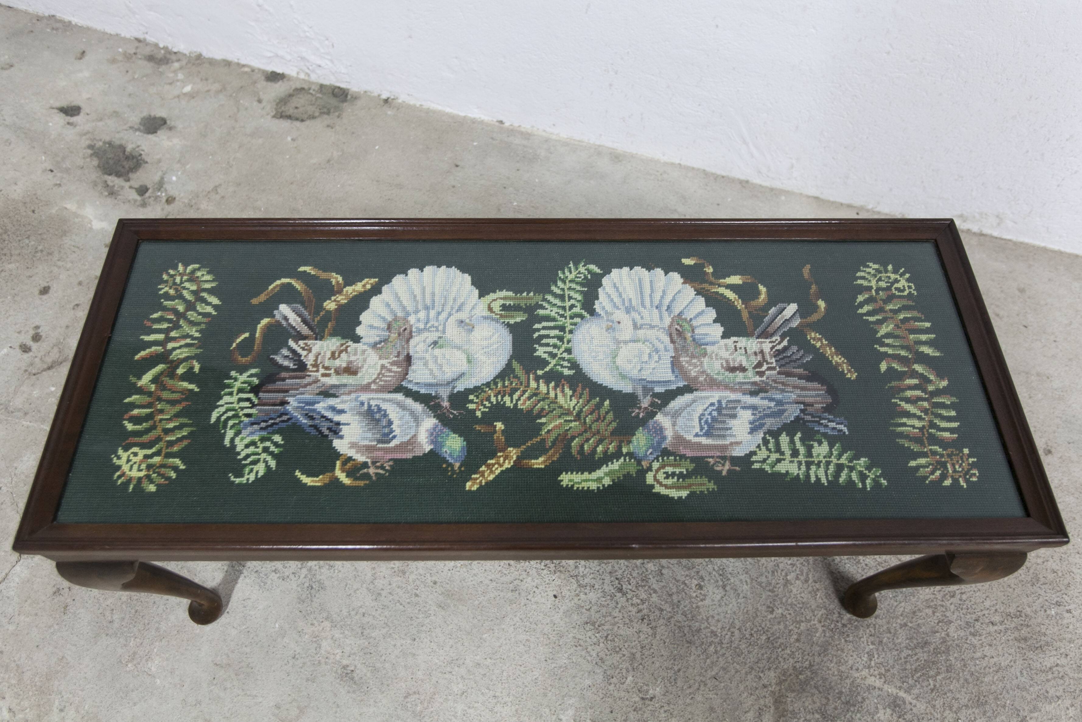1940 Needlewoman Shop London Coffee Table Embroidery Under Glass