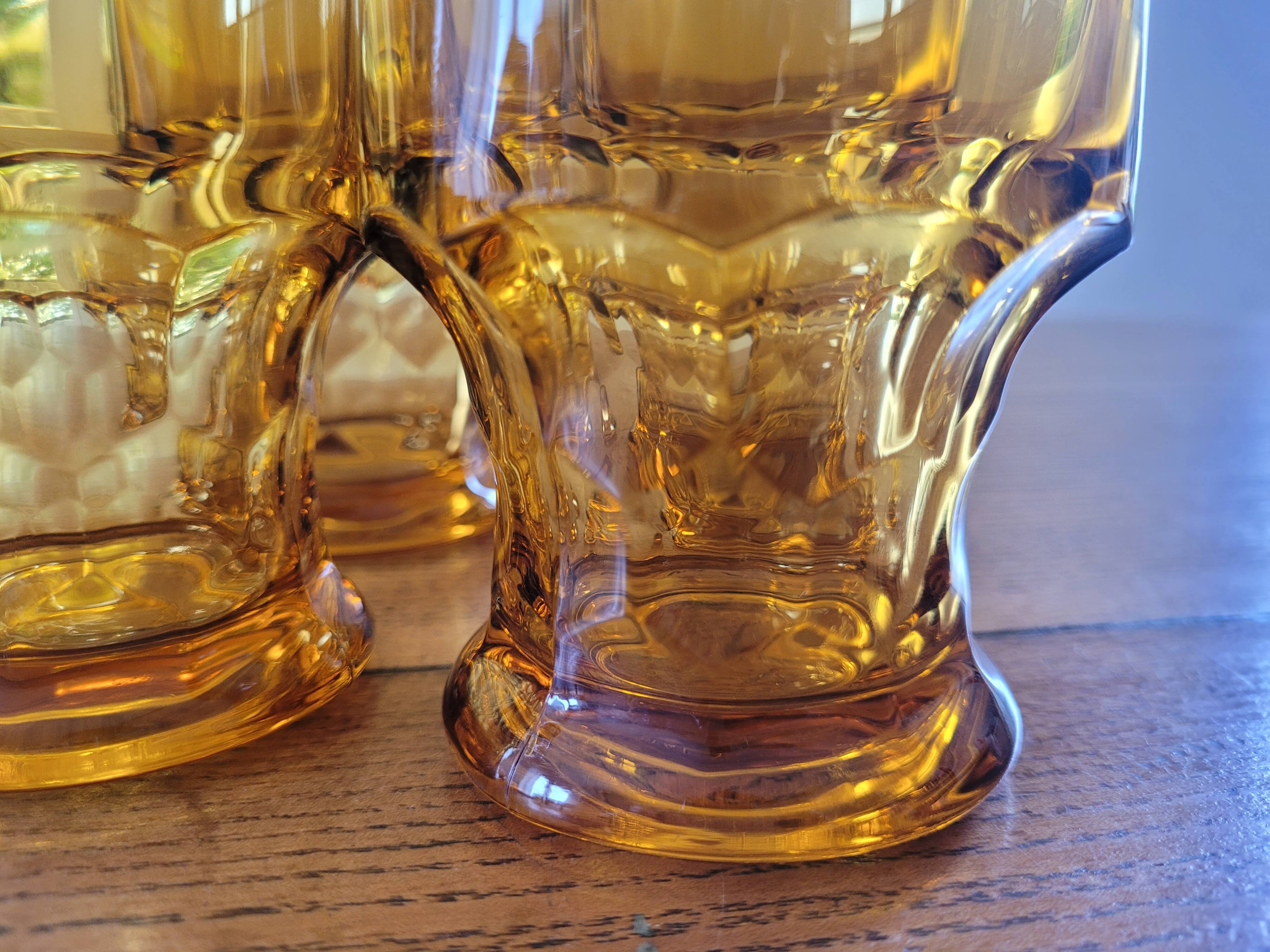 Lot de 4 verres ambrés vintage, Italy