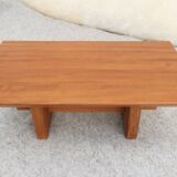 Scandinavian "Brutalist" Coffee Table, Japandi Style, Solid Teak, 20th Century