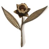 Bougeoir ancien feuille laiton doré