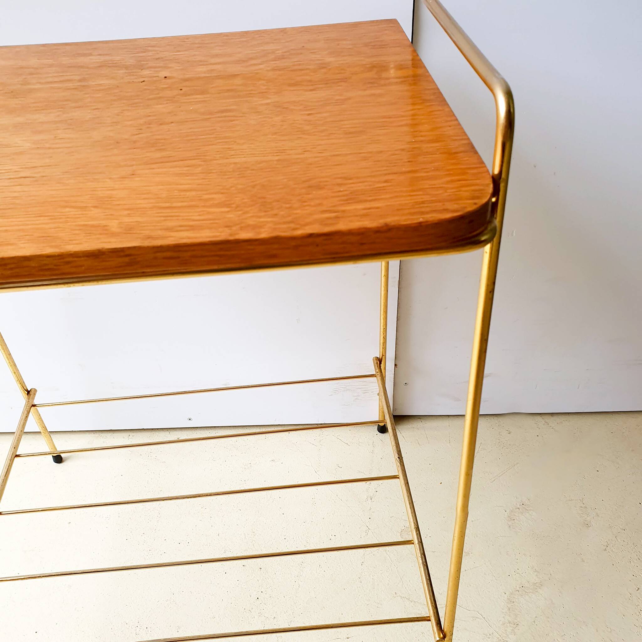 Gold metal bedside table