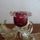 Bougeoir fleur verre  Murano poudre d'or