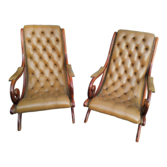Pair of armchairs type Chesterfield