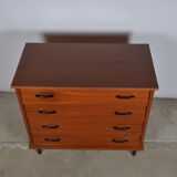 Teak chest of drawers and metal feet