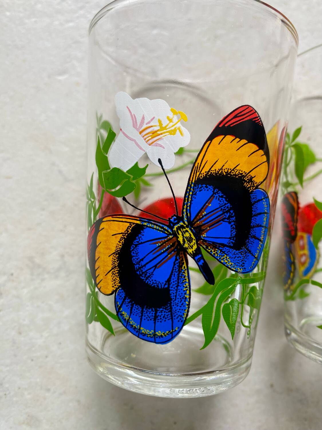 Vintage butterfly glass duo