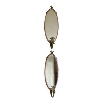 Pair of Mid-Century Tin Sconces with Mirror by Svenskt - Tenn, Sweden