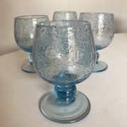 Set of 4 glasses cups on foot in bulled glass from Biot 1960