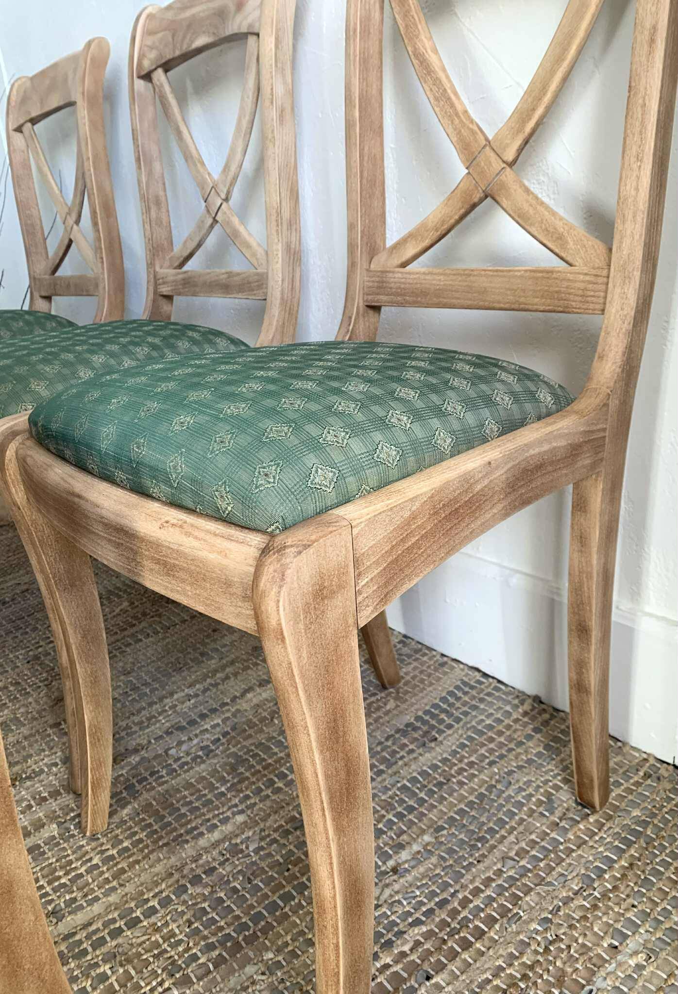 Lot de 6 chaises en bois massif assises vertes