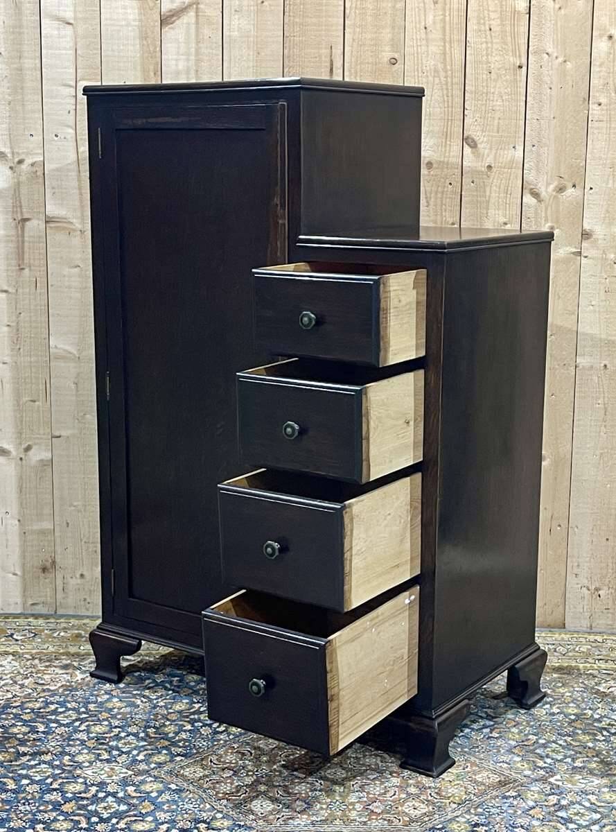 English oak wardrobe with drawers from the 1950s