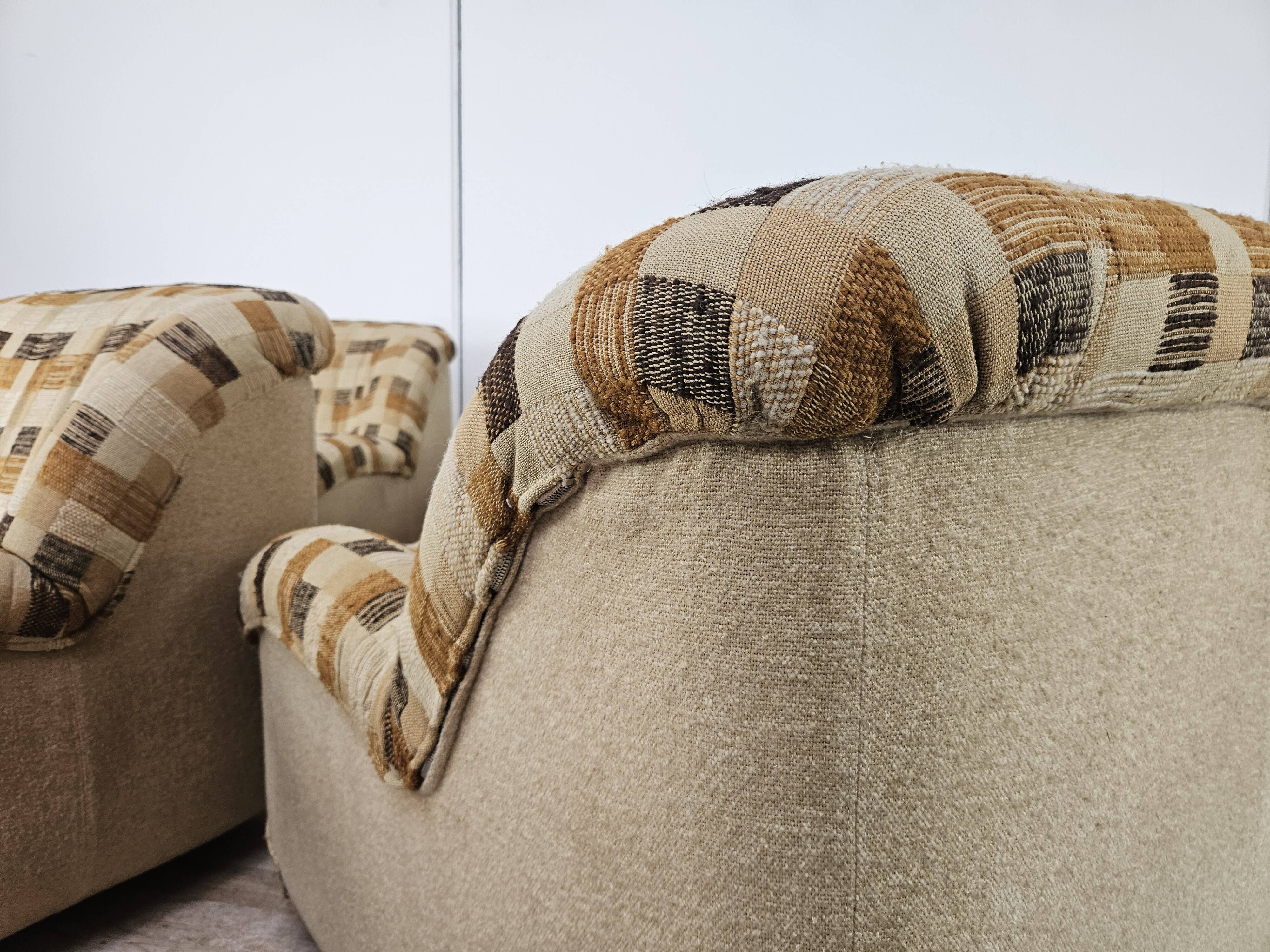 Modular fabric armchairs from the 1970s