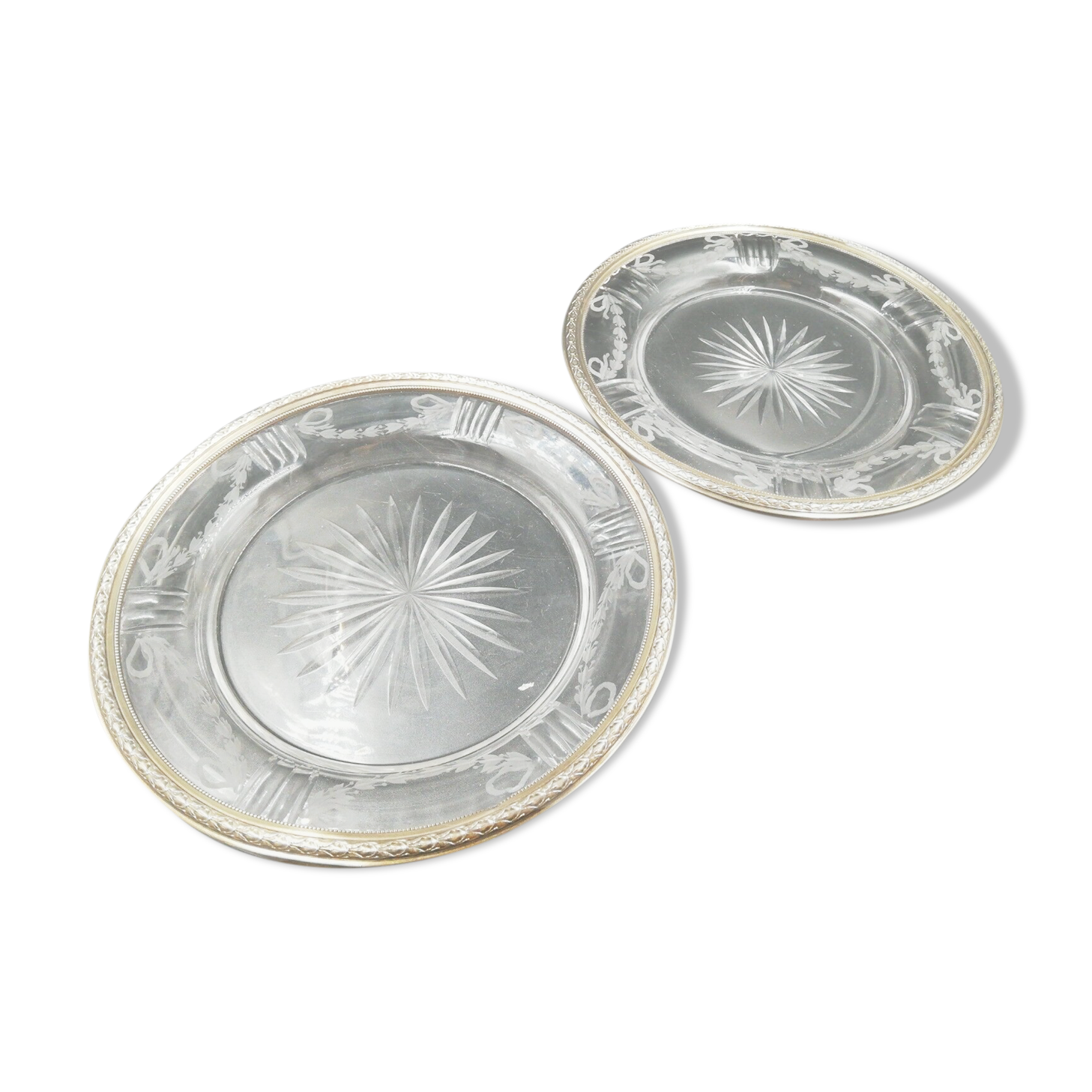 Pair of crystal plate with solid silver strap