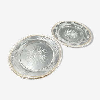 Pair of crystal plate with solid silver strap