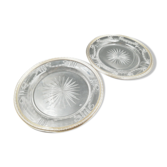 Pair of crystal plate with solid silver strap