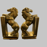 Paire de serre-livres en laiton – chevaux cabrés, style Art Déco
