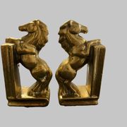 Paire de serre-livres en laiton – chevaux cabrés, style Art Déco
