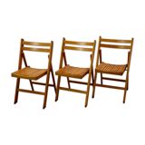 Set of 3 folding beech chairs