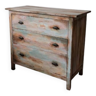 Commode patinée multicolore